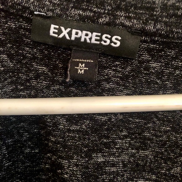 Express M 3/4 Sleeve Gray Deep V Neck Top - Picture 2 of 3